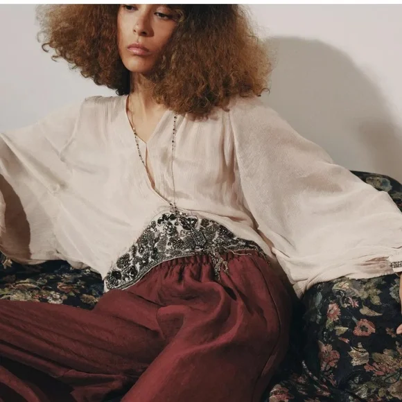 Zara NWT beaded sash blouse 6521/285 - Picture 10 of 12